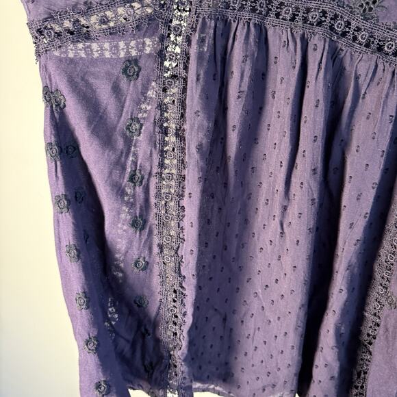Free People Purple Embroidered Boho Tunic Dress Womens Large Long Sleeve - Picture 9 of 11